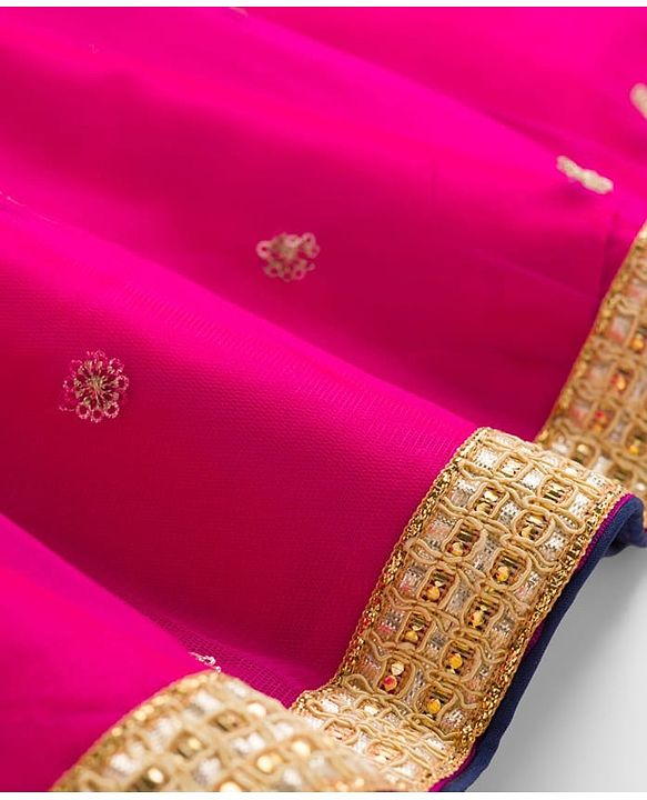 Babyhug Woven Sleeveless Embroidered Choli Lehenga Set with Dupatta - Dark Pink & Blue