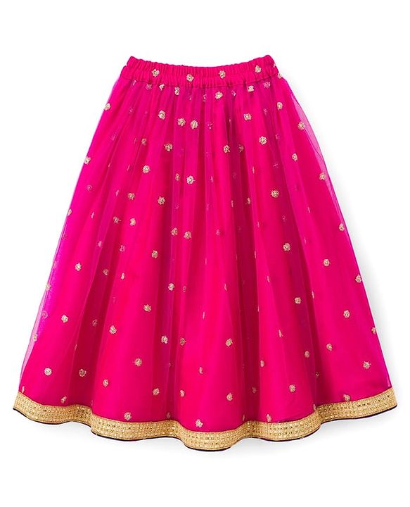 Babyhug Woven Sleeveless Embroidered Choli Lehenga Set with Dupatta - Dark Pink & Blue