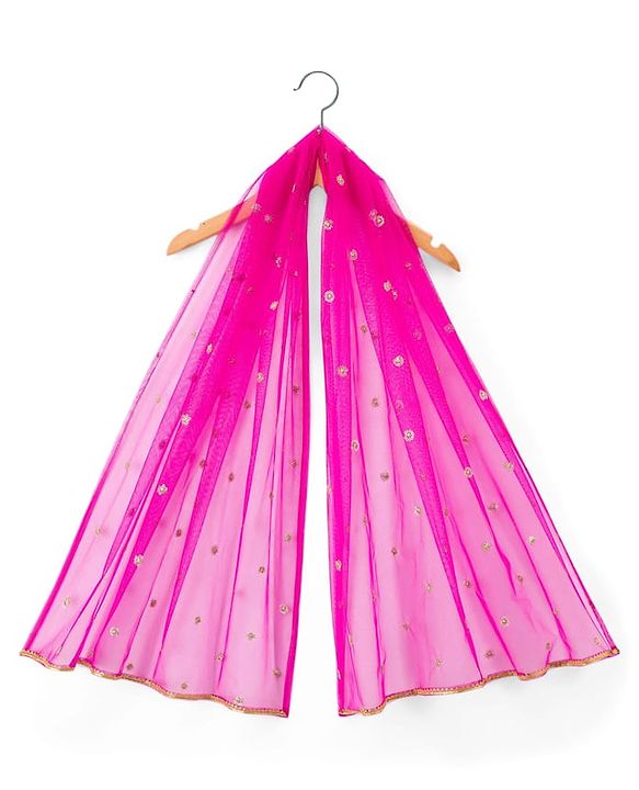 Babyhug Woven Sleeveless Embroidered Choli Lehenga Set with Dupatta - Dark Pink & Blue