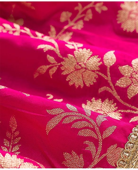 Babyhug Brocade Half Puffed Sleeves Choli Lehenga Set with Dupatta & Floral Foil Print - Teal Blue