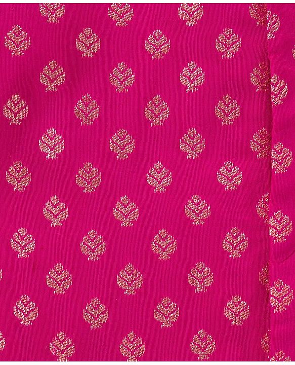 Babyhug Brocade Half Sleeves Embroidered Choli Lehenga Set with Dupatta - Pink & Blue
