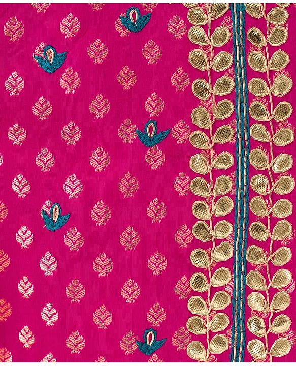 Babyhug Brocade Half Sleeves Embroidered Choli Lehenga Set with Dupatta - Pink & Blue