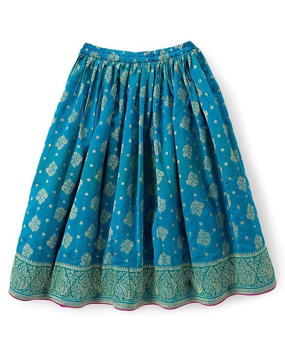 Babyhug Brocade Half Sleeves Embroidered Choli Lehenga Set with Dupatta - Pink & Blue