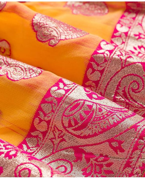 Babyhug Brocade Half Sleeves Embroidered Choli Lehenga Set with Dupatta & Sequin Detailing - Pink & Yellow
