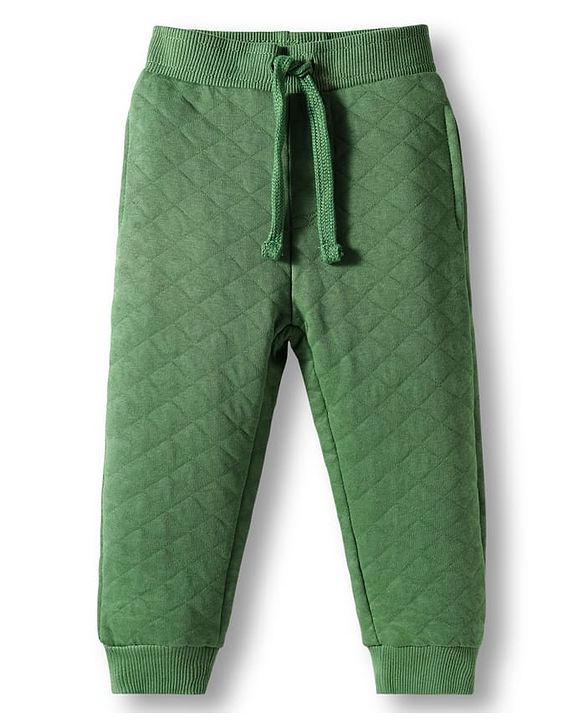 Babyhug Terry Knit Premium Light Gauge Terry Full Sleeves T-Shirt & Lounge Pant Set With Text Embroidery & Animal Applique - Green