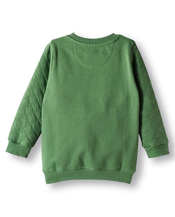 Babyhug Terry Knit Premium Light Gauge Terry Full Sleeves T-Shirt & Lounge Pant Set With Text Embroidery & Animal Applique - Green