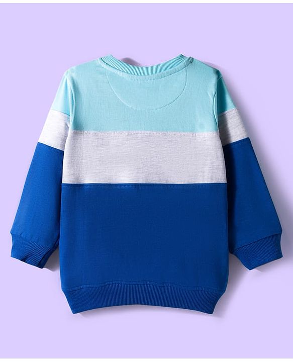 Babyhug Terry Knit Premium Light Gauge Terry Full Sleeves Text Printed T-Shirt & Lounge Pant Set With Cut & Sew Design - Blue