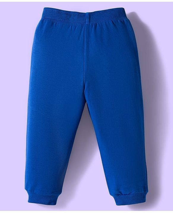 Babyhug Terry Knit Premium Light Gauge Terry Full Sleeves Text Printed T-Shirt & Lounge Pant Set With Cut & Sew Design - Blue