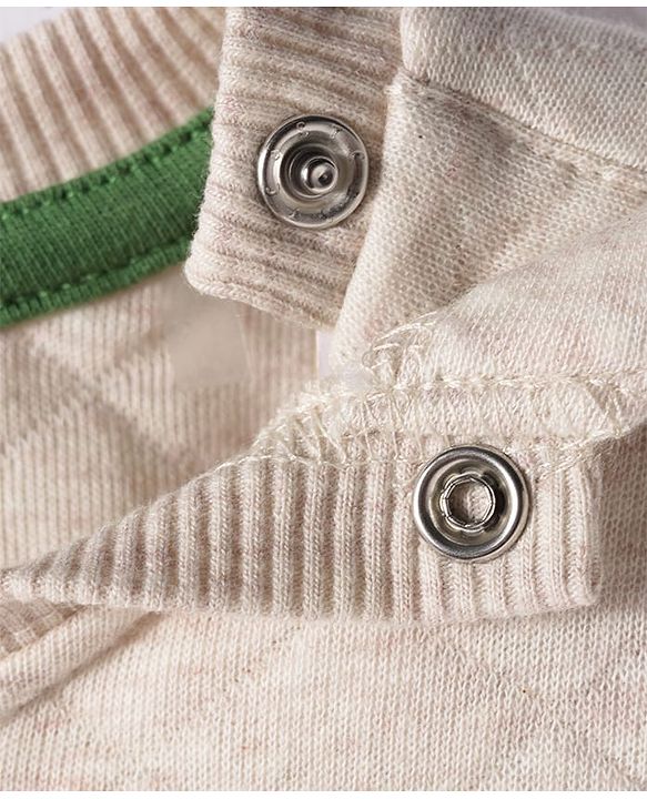 Babyhug Terry Knit Premium Light Gauge Terry Full Sleeves T-Shirt & Lounge Pant Set With Animal Print - Off White & Green