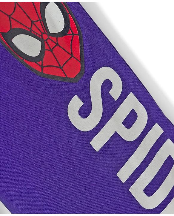 Pine Kids Marvel Single Jersey Knit Full Sleeves T-Shirt & Lounge Pant Set with Spider Man Graphic - Purple