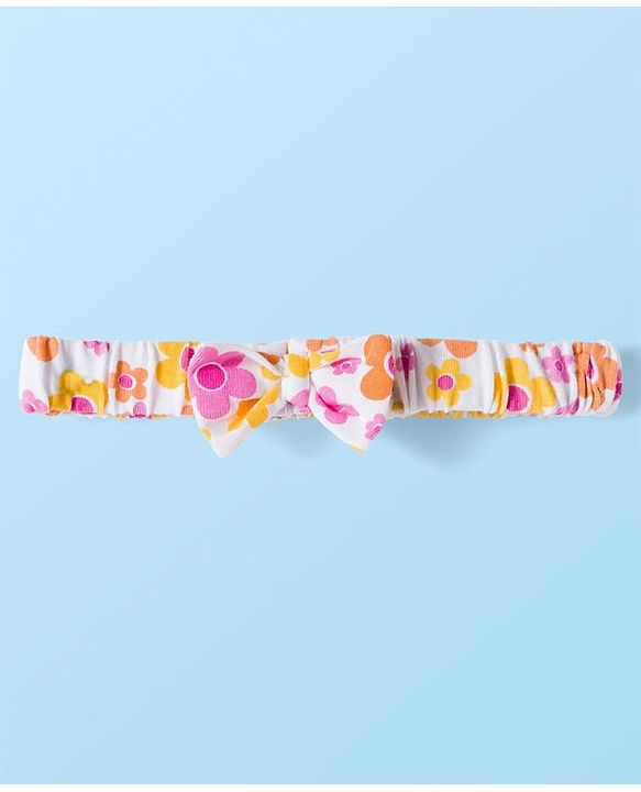 Babyhug Single Jersey Knit Half Sleeves Floral Printed Frock with Bloomer with Headband - Multicolor