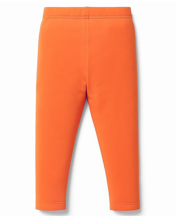 Babyhug Knit Full Length Leggings With Heart & Text Print Pack of 3 - Dark Pink & Orange