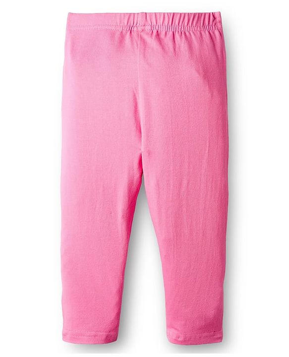 Babyhug Cotton Knit Full Length Leggings With Stripes & Floral Print Pack Of 3 - Pink Navy Blue & Yellow