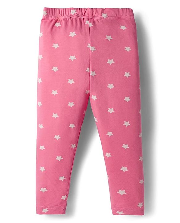 Babyhug Cotton Knit Full Length Leggings With Unicorn & Star Print Pack Of 3 - Navy Blue & Pink