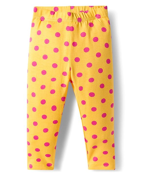 Babyhug Knit Full Length Leggings With Floral Print Pack Of 3 - Pink Yellow & Navy Blue