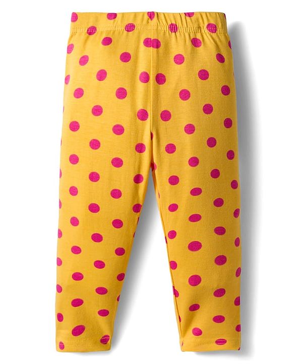 Babyhug Knit Full Length Leggings With Floral Print Pack Of 3 - Pink Yellow & Navy Blue