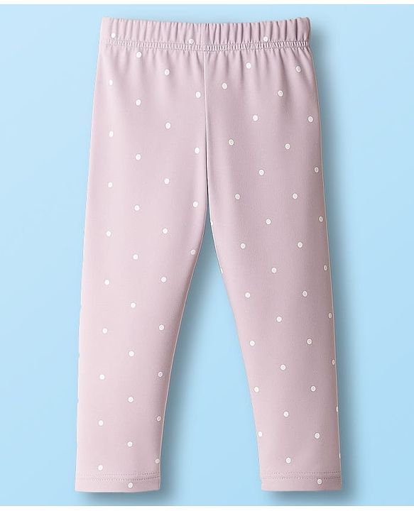 Babyhug Cotton Lycra Knit Full Length Leggings With Animal Floral & Polka Dot Print Pack of 3 - Purple Pink & Lavender