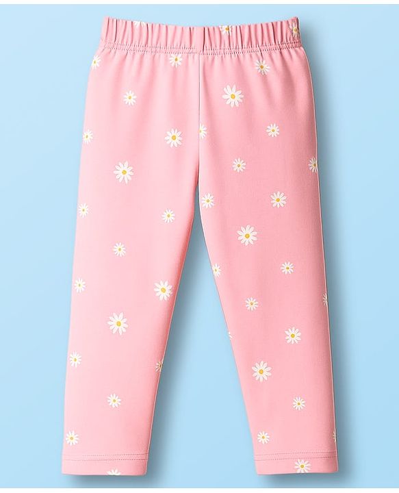 Babyhug Cotton Lycra Knit Full Length Leggings With Animal Floral & Polka Dot Print Pack of 3 - Purple Pink & Lavender