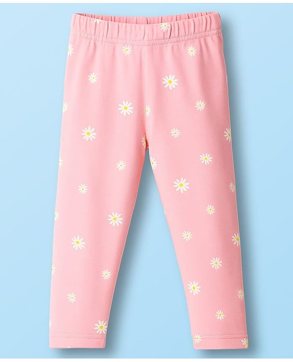 Babyhug Cotton Lycra Knit Full Length Leggings With Animal Floral & Polka Dot Print Pack of 3 - Purple Pink & Lavender