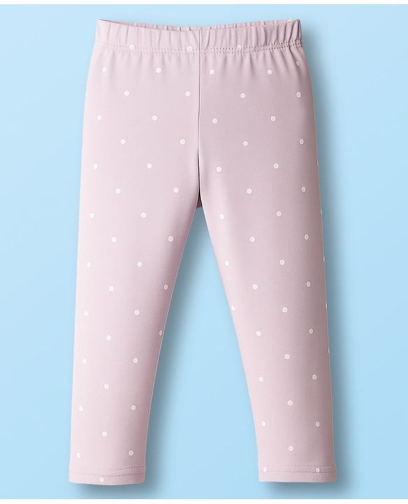Babyhug Cotton Lycra Knit Full Length Leggings With Animal Floral & Polka Dot Print Pack of 3 - Purple Pink & Lavender