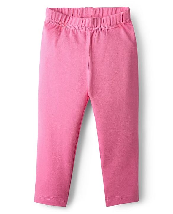 Babyhug Cotton Knit Full Length Legging With Floral & Polka Dot Print Pack Of 3 - Pink White & Light Green