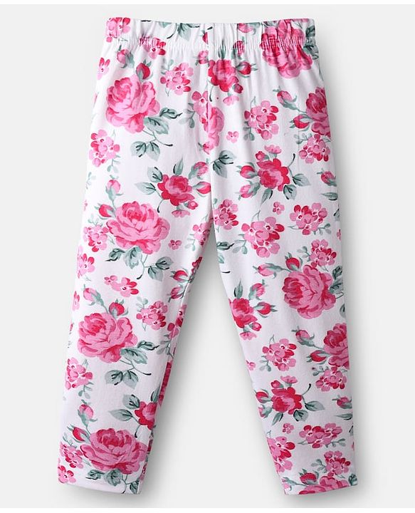 Babyhug Cotton Knit Full Length Legging With Floral & Polka Dot Print Pack Of 3 - Pink White & Light Green