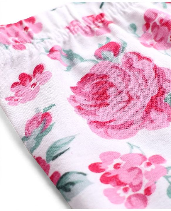 Babyhug Cotton Knit Full Length Legging With Floral & Polka Dot Print Pack Of 3 - Pink White & Light Green