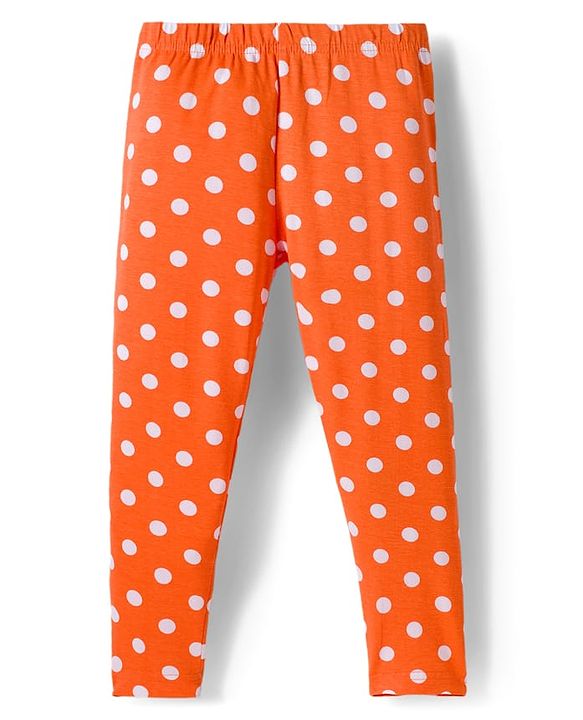 Babyhug Cotton Lycra Knit Full Length Polka Dot & Floral Printed Leggings Pack of 3 - Blue Orange & White