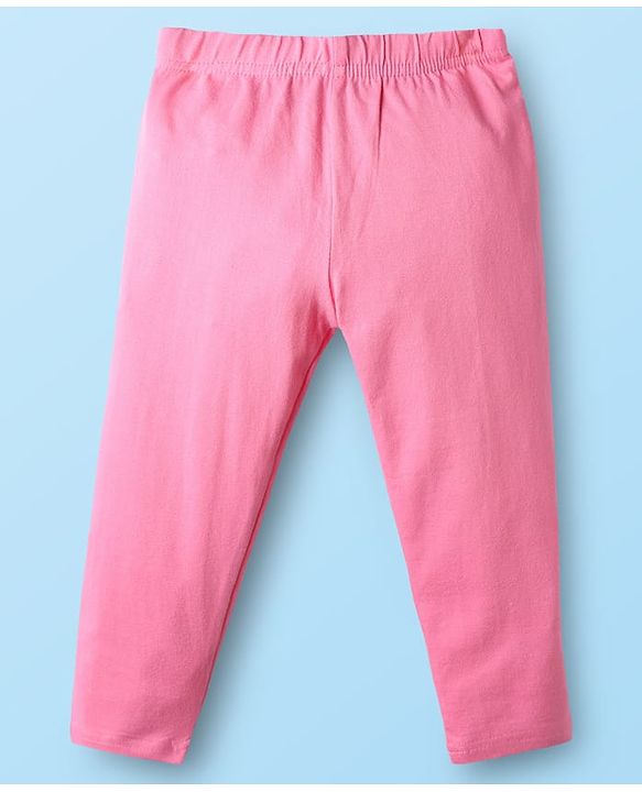 Babyhug Cotton Knit Full Length Leggings With Floral Print Pack Of 3 - Pink Red & White