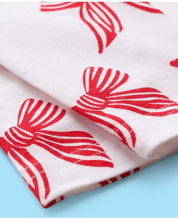 Babyhug Cotton Knit Full Length Leggings With Floral Print Pack Of 3 - Pink Red & White