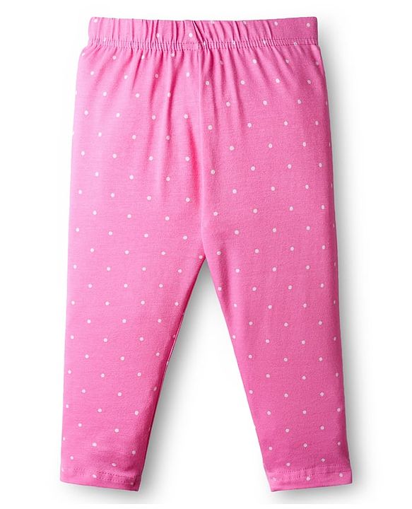 Babyhug Cotton Knit Full Length Leggings With Floral Print Pack Of 3 - Pink & Navy Blue