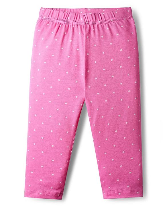 Babyhug Cotton Knit Full Length Leggings With Floral Print Pack Of 3 - Pink & Navy Blue