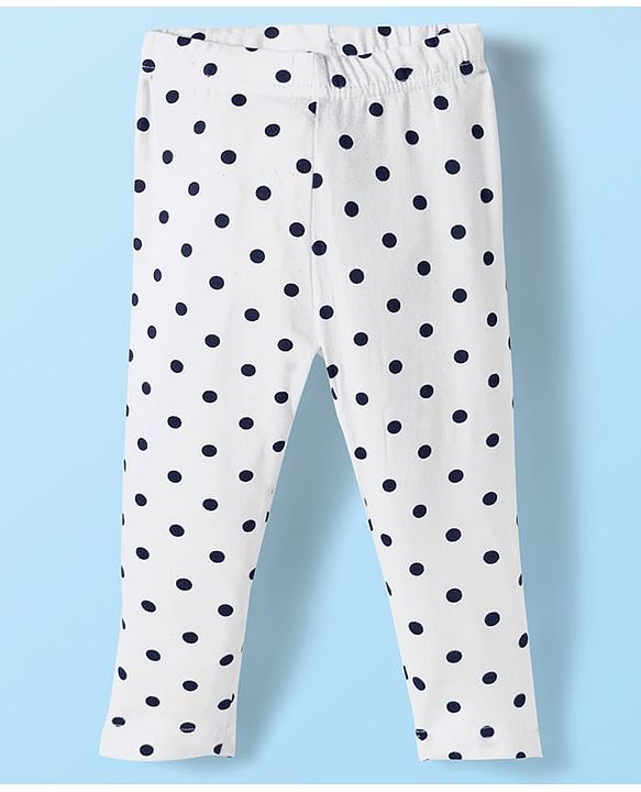 Babyhug Cotton Lycra Knit Full Length Butterfly & Polka Dot Printed Leggings Pack of 3 - Orange Blue & White