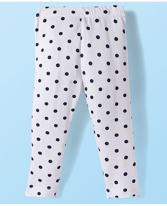 Babyhug Cotton Lycra Knit Full Length Butterfly & Polka Dot Printed Leggings Pack of 3 - Orange Blue & White