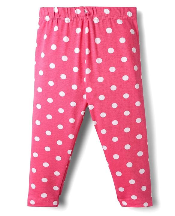 Babyhug Cotton Knit Full Length Leggings With Floral & Polka Dots Pack Of 3 - Pink & Purple