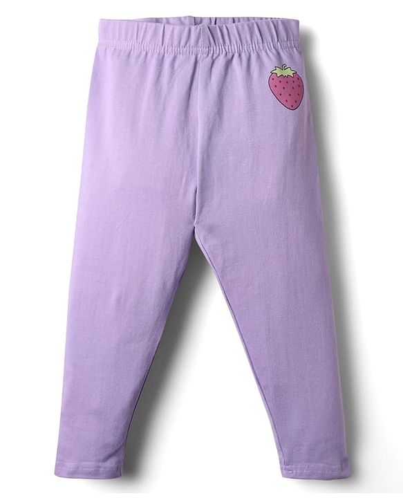 Babyhug Cotton Knit Full Length Leggings With Floral & Polka Dots Pack Of 3 - Pink & Purple