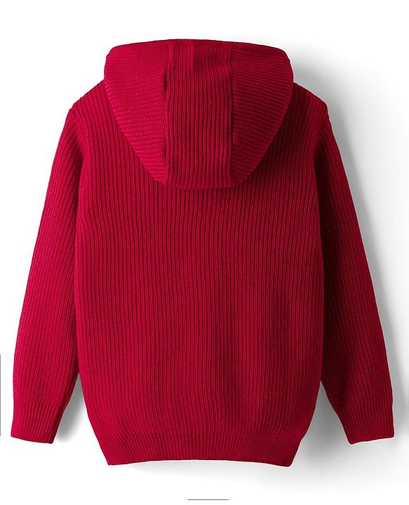 Pine Kids Knit Full Sleeves Solid Color Hooded Front Open Sweater - Black