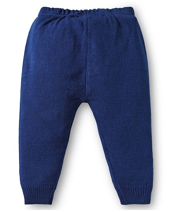 Babyhug Knitted Full Raglan Sleeves Pullover Sweater Set With Heart Design - Navy Blue