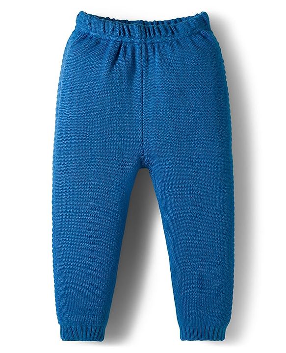 Babyhug Knit Full Sleeves Hooded Front Open Sweater Set with Stripes - Blue