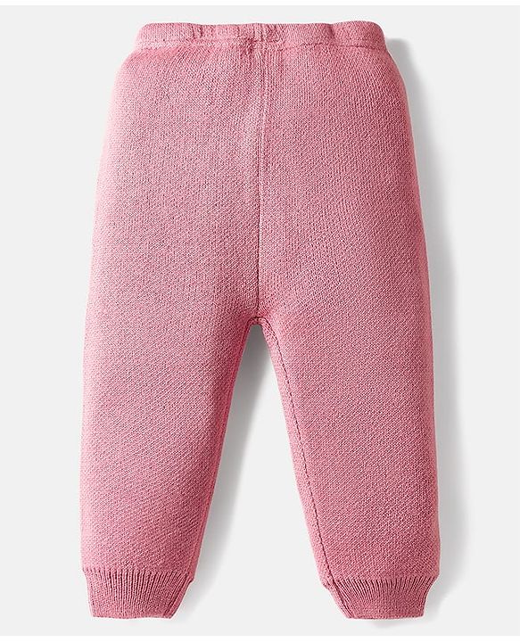 Babyhug Knitted Full Sleeves Pullover Sweater Set With Star Design - Cream & Pink