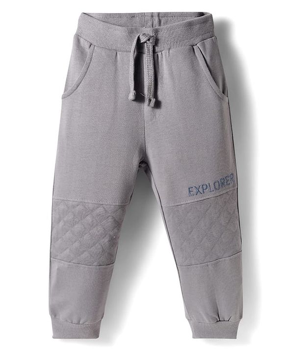Babyhug Terry Knit Full Sleeves T-Shirt & Lounge Pant Set With Animal Print - Light Blue & Grey
