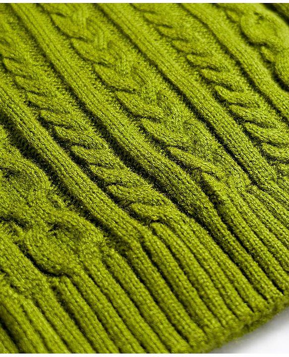 Pine Kids Knit Full Sleeves Pullover Sweater with Cable Knit Design - Green