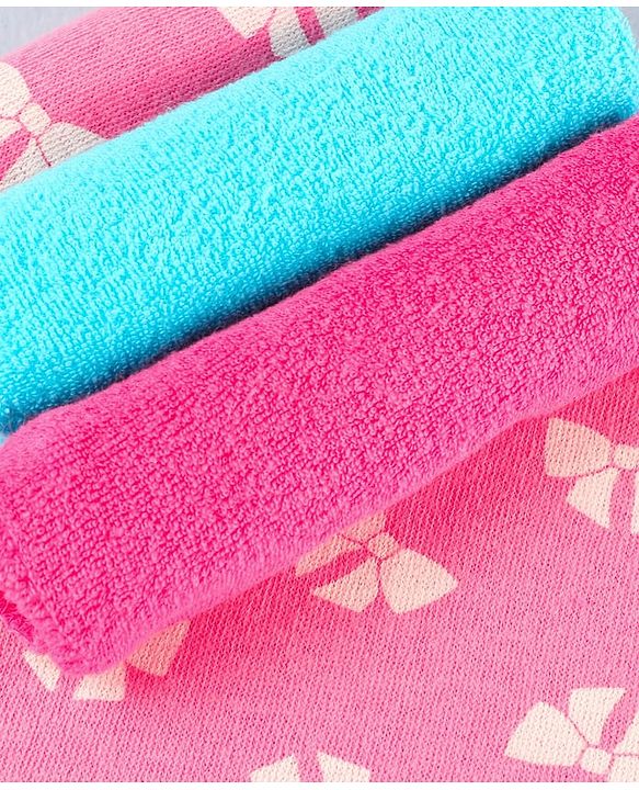 Babyhug Cotton Terry Knit Wash Cloths Pack of 6 L 28 x B 28 cm - Multicolour