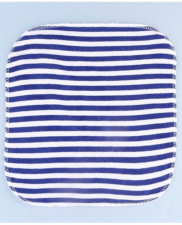 Babyhug Cotton Knit Wash Cloth with Bear Print Pack of 6 - Blue