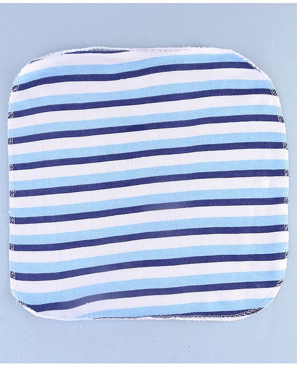Babyhug Cotton Knit Wash Cloth with Bear Print Pack of 6 - Blue