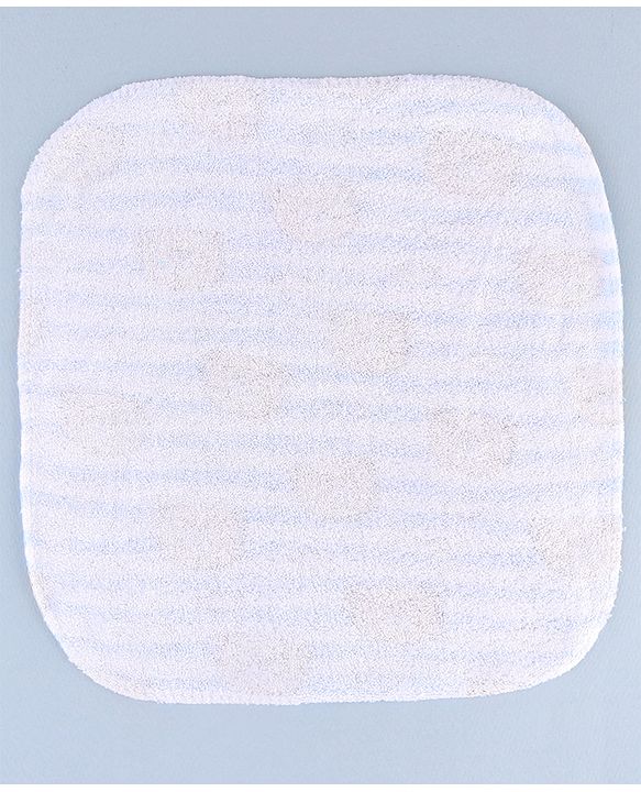 Babyhug Cotton Knit Wash Cloth with Bear Print Pack of 6 - Blue