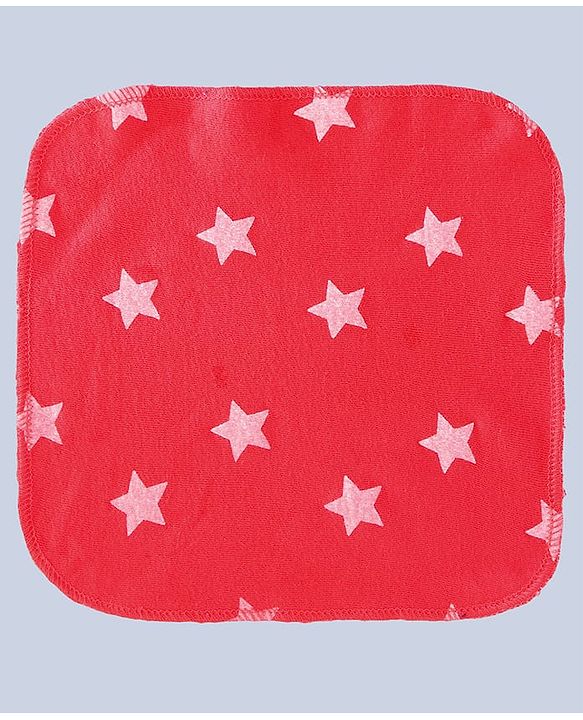 Babyhug Cotton Knit Wash Cloth with Stripes & Stars Print Pack of 6 - Navy Blue & Red