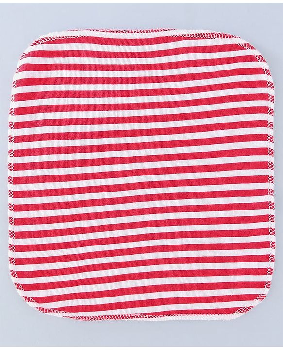 Babyhug Cotton Knit Wash Cloth with Stripes & Stars Print Pack of 6 - Navy Blue & Red