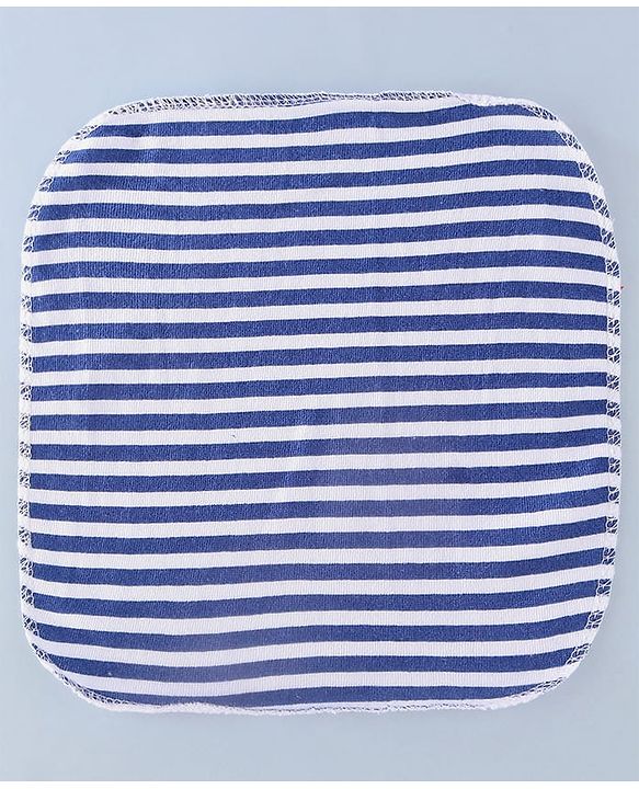 Babyhug Cotton Knit Wash Cloth with Stripes & Stars Print Pack of 6 - Navy Blue & Red