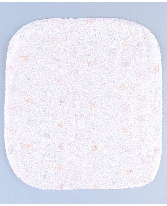 Babyhug Cotton Knit Wash Cloth with Polka Dots & Floral Print Pack of 6 - Pink White & Light Blue